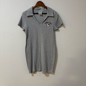 Hello Kitty Y2K Inspired Ribbed Polo Dress Womens XL Gray Kawaii Sanrio